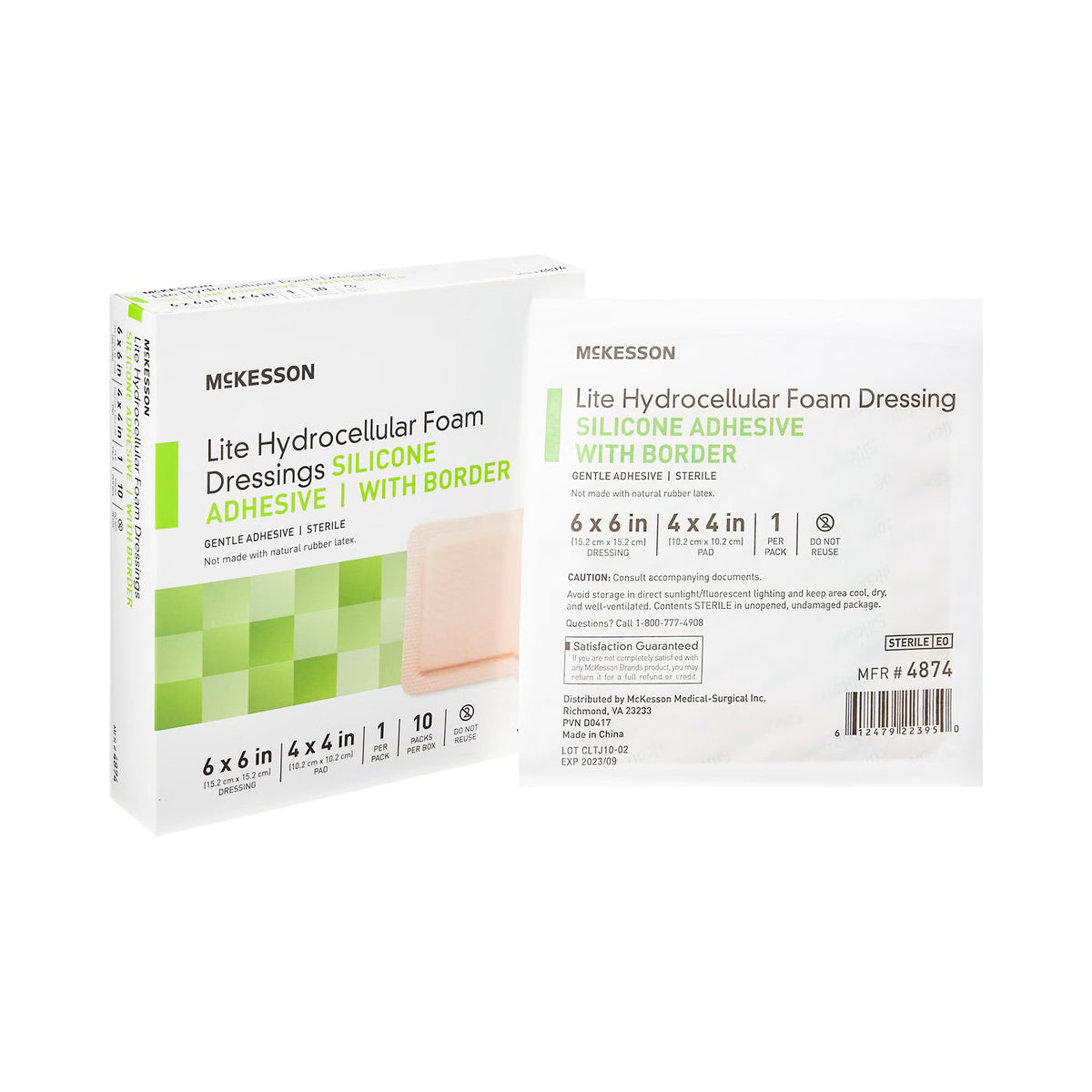 Mckesson Lite Hydrocellular Foam Dressings W/ Border & Silicone Adhesive, 6 X 6", 10/Bx
