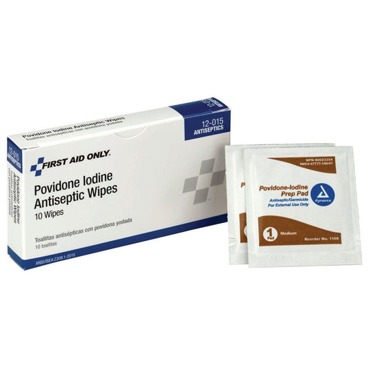 First Aid Only Povidone Iodine Antiseptic Wipes, 60/Cs