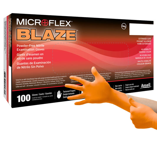 Microflex® Blaze® Nitrile Exam Glove, Extra Large, Orange, 1000/Cs