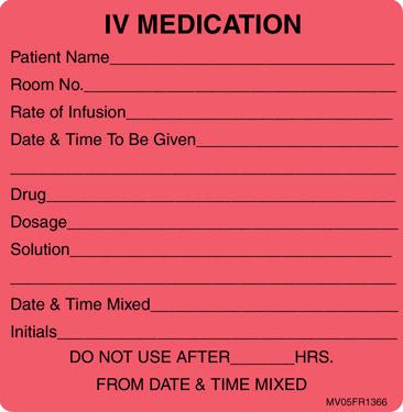Label, Iv Med Added Flrsnt Red(400/Rl) Proftp, 1/Rl