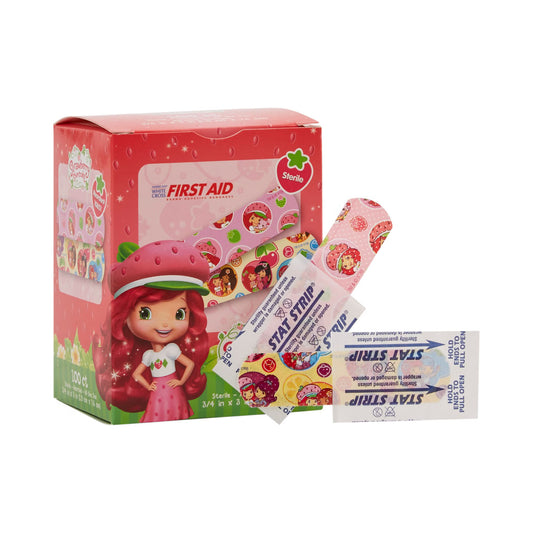 American® White Cross Stat Strip® Strawberry Shortcake Design Adhesive Strips, 1200/Cs