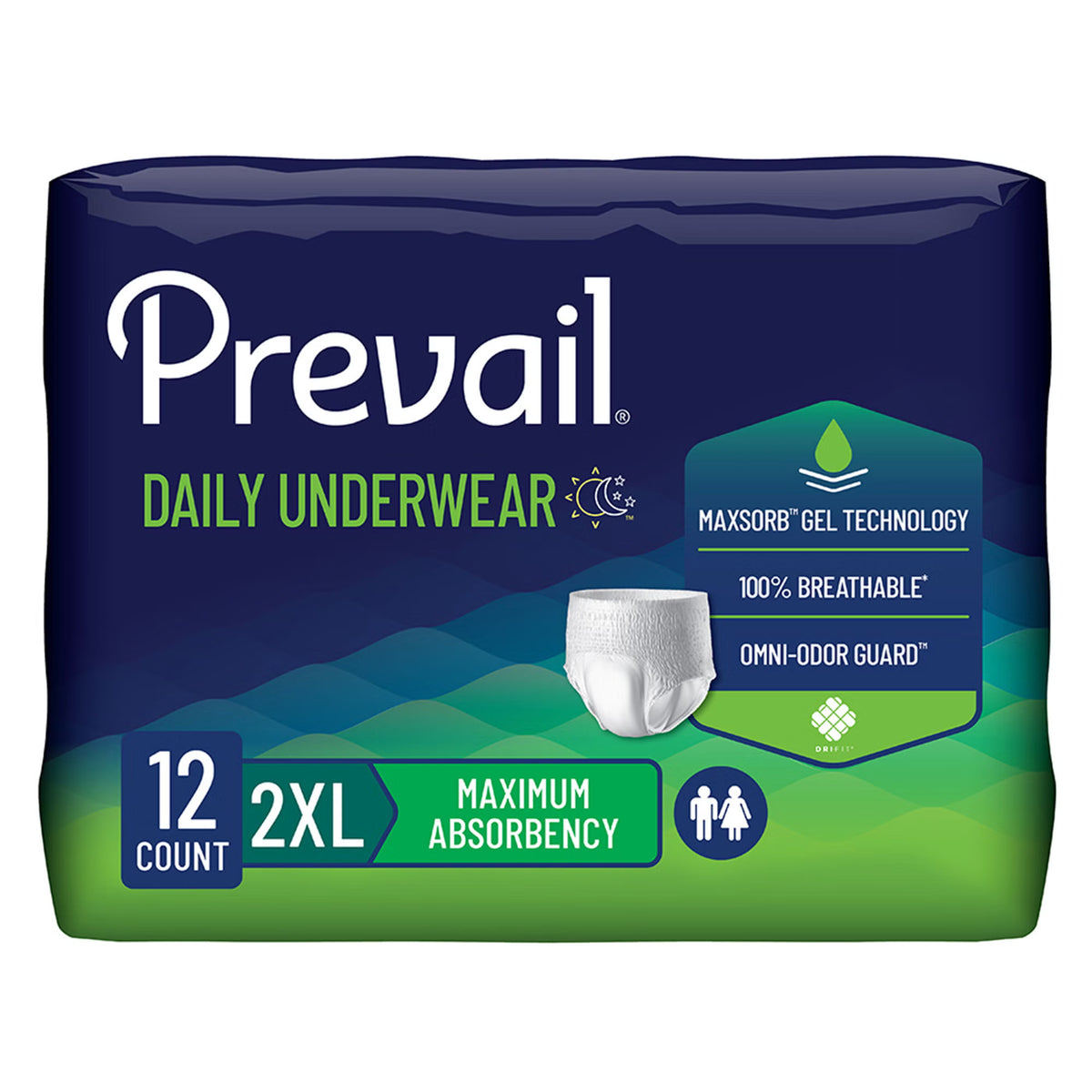 Prevail® Daily Underwear Maximum Absorbent Underwear, 2X-Large, 48/Cs