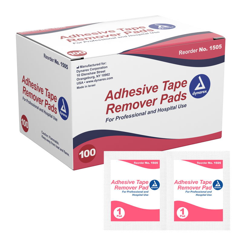 DYNAREX® ADHESIVE REMOVER, 32.5 X 68 MM WIPE, SOLD AS 100/BOX DYNAREX 1505