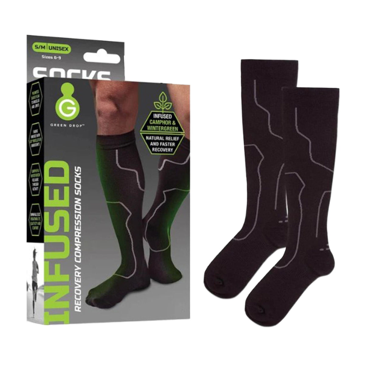 Green Drop Compression Knee High Socks Small/ Medium, 1/Pr