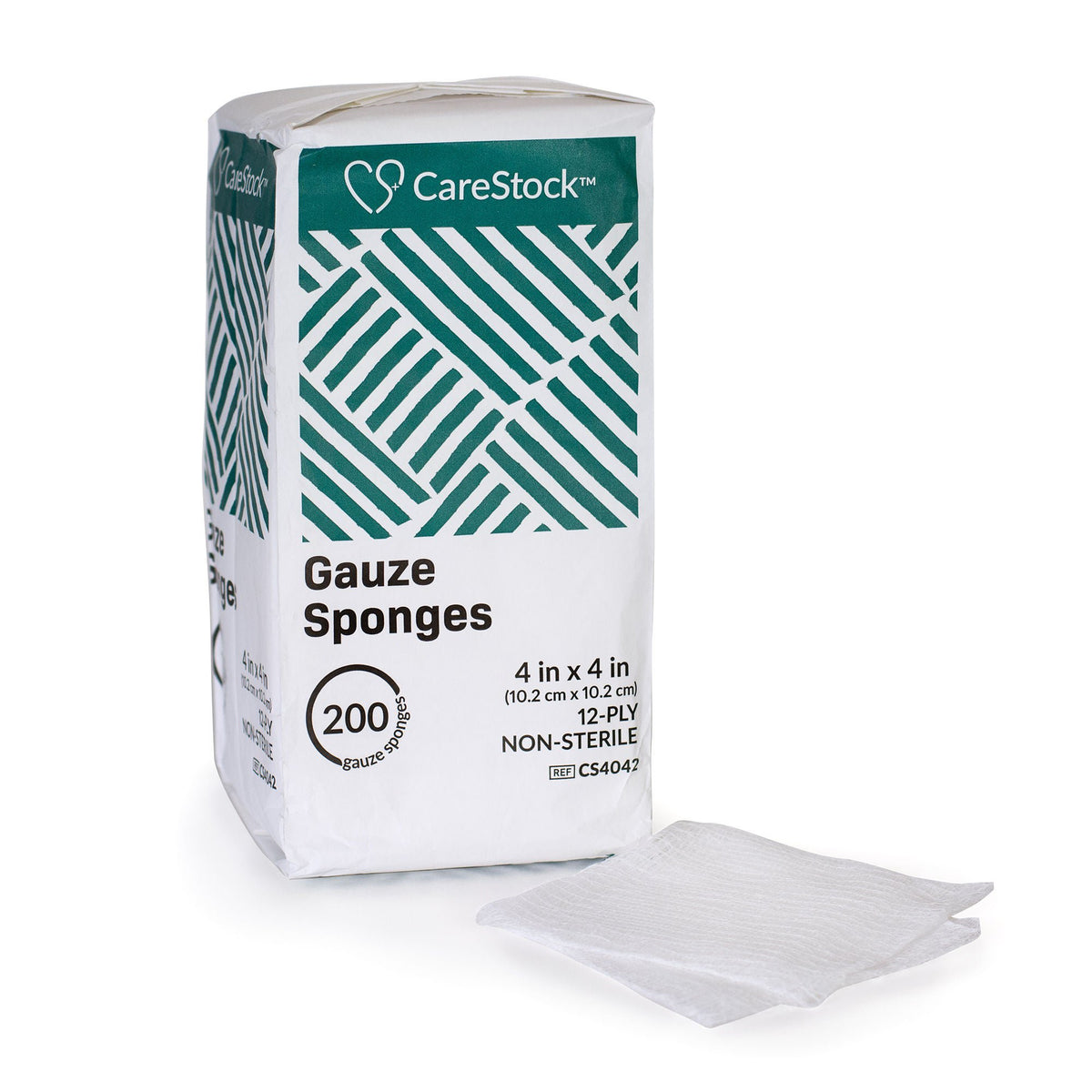 Carestock™ Gauze Sponge, 4 X 4 In. 12-Ply, Medical-Grade Cotton Wound Dressing, 2000/Cs