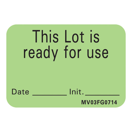 MedVision® "This Lot is Ready for Use" Write-On Label, 1.438 x 1 Inch, 1/RL