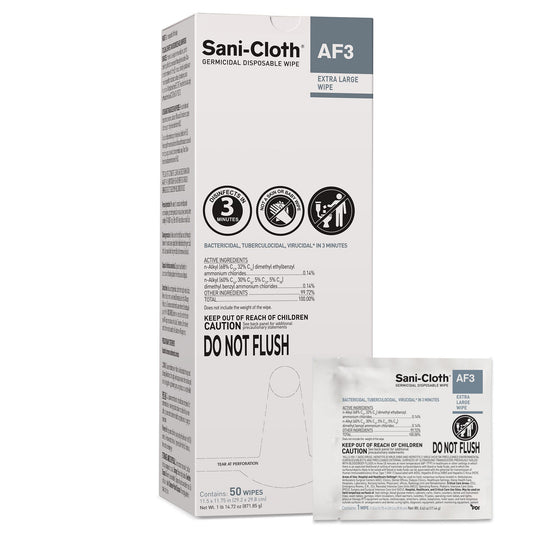 Sani-Cloth® Af3 Germicidal Extra Large Disinfectant Wipes, 11.5 X 11.75 Inch, 50/Bx