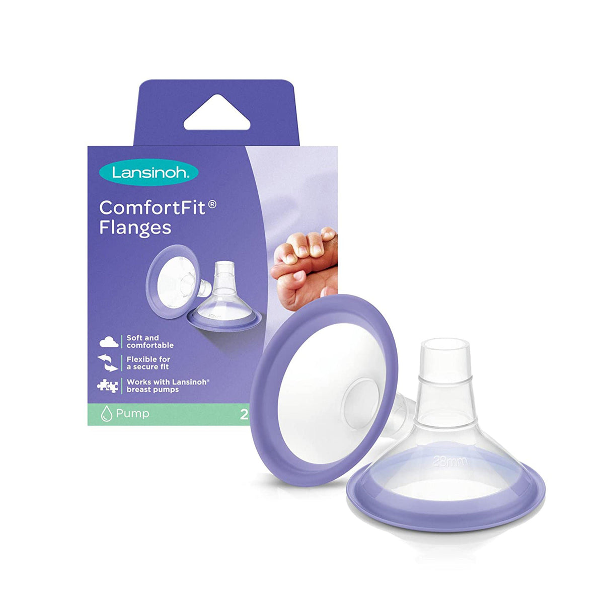 Lansinoh® Comfortfit® 21-Millimeter Flanges For Lansinoh Breast Pumps, One Pair, 12/Cs