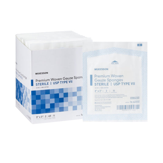 Mckesson Sterile Usp Type Vii Gauze Sponge, 3 X 3 Inch, 12-Ply, 1200/Cs