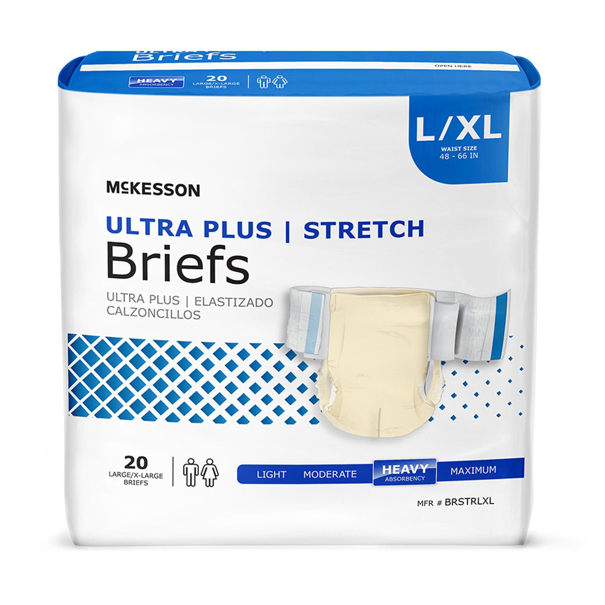 Mckesson Ultra Plus Stretch Heavy Absorbency Incontinence Brief, Large / X-Large, 4/Cs