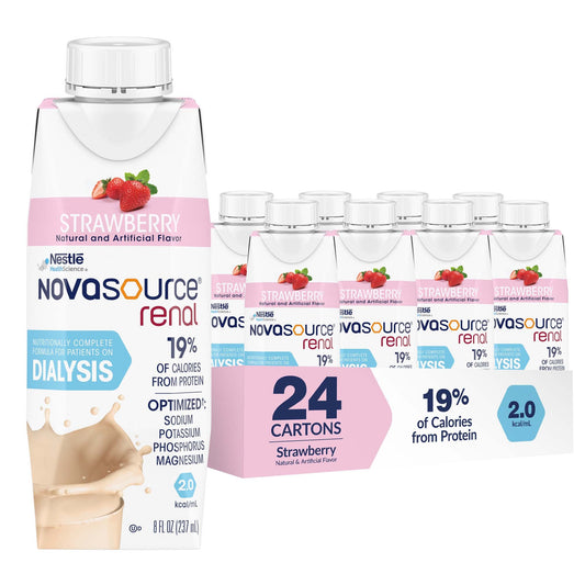 Novasource® Renal Strawberry Formula for Patients on Dialysis, 8-ounce Carton, 24/CS