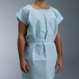 Graham Medical Patient Exam Gown, Medium/Large, Blue, 50/Cs