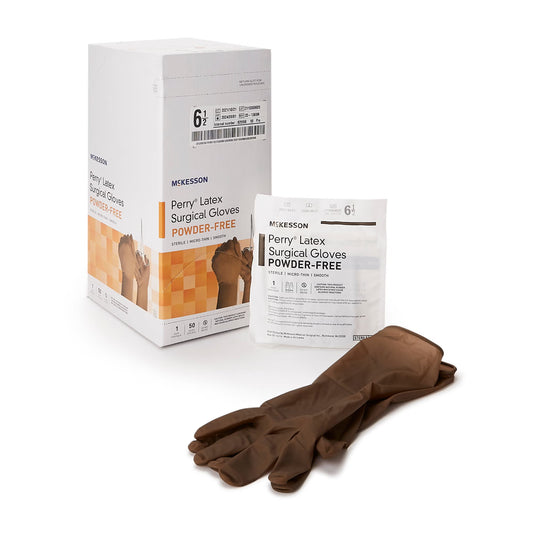 McKesson Perry® Latex Surgical Glove, Size 6.5, Brown, 200/CS