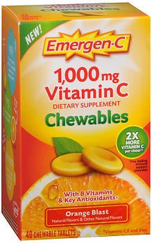 Emergen-C Vitamin C 1000 Mg Chewables Tablets Orange Blast, 1/Ea