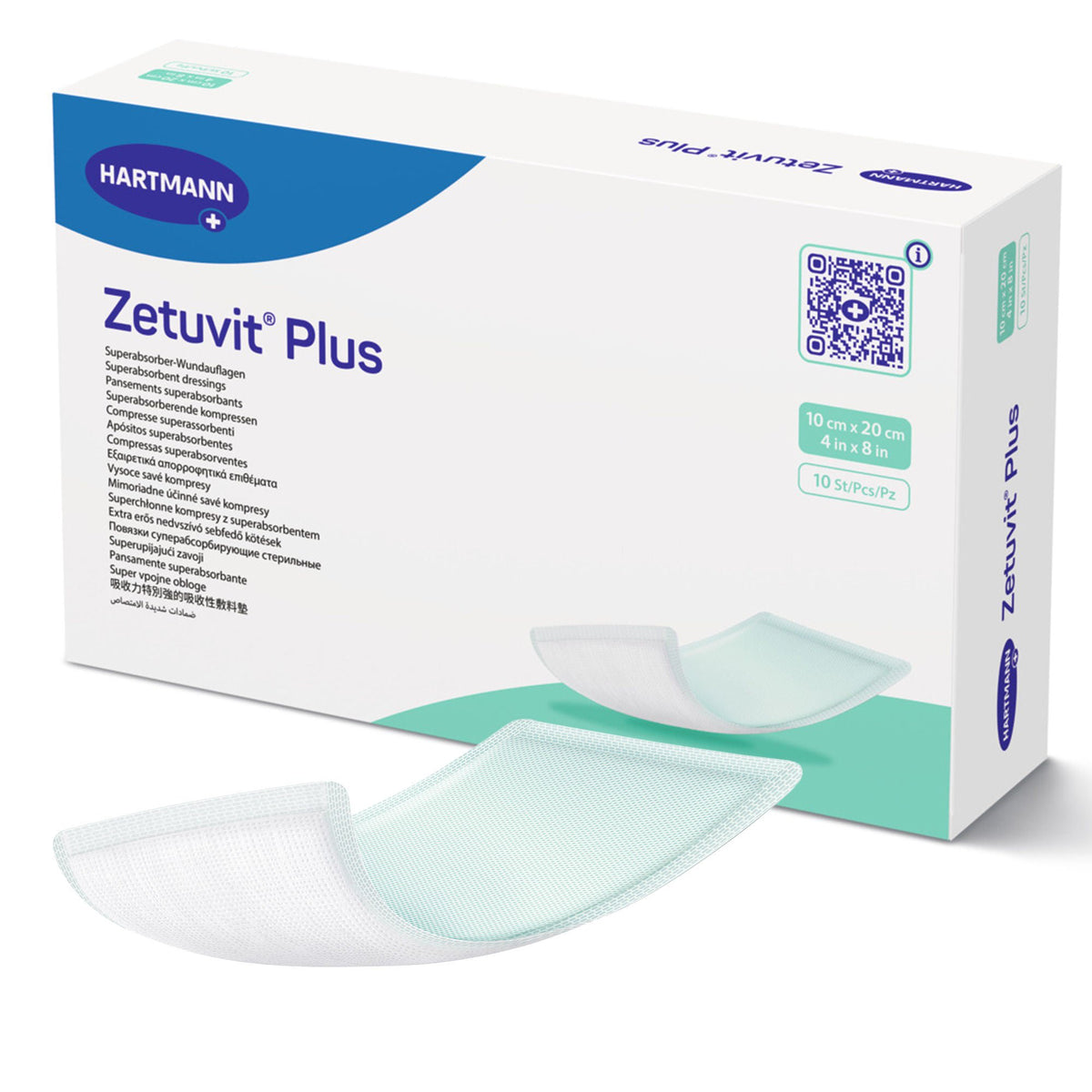 Zetuvit® Plus Sterile Superabsorbent Dressing, 4 x 8 Inch, 10/BX