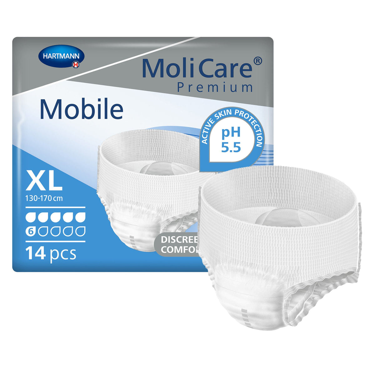 Molicare® Premium Mobile 6 Drop Absorbency Incontinence Underwear, Extra Large, 56/Cs