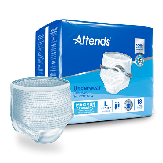 Attends® Care Adult Absorbent Underwear, Heavy Absorbency, Large, White, 25/Bg