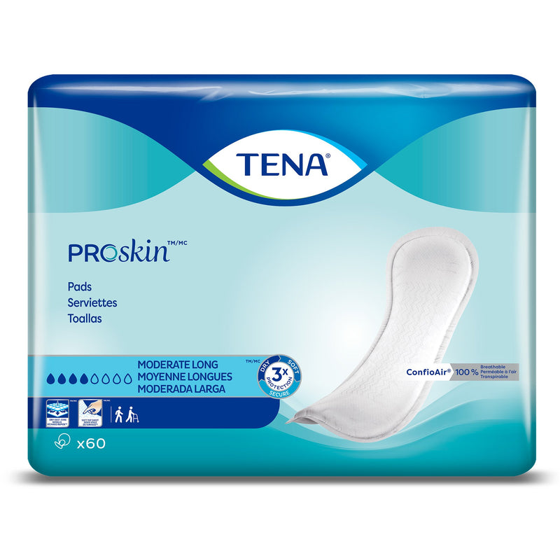 TENA BLADDER CONTROL PADS, MODERATE ABSORBENCY, LONG, 12 INCH, UNISEX, WHITE, SOLD AS 60/BAG ESSITY 41409