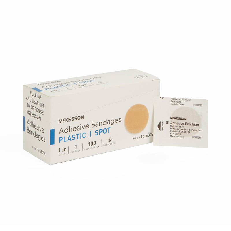MCKESSON ROUND TAN ADHESIVE SPOT BANDAGE, 1 INCH, SOLD AS 2400/CASE MCKESSON 16-4822