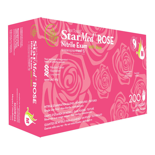 Starmed® Rose Nitrile Exam Glove, Medium, Pink, 200/Bx