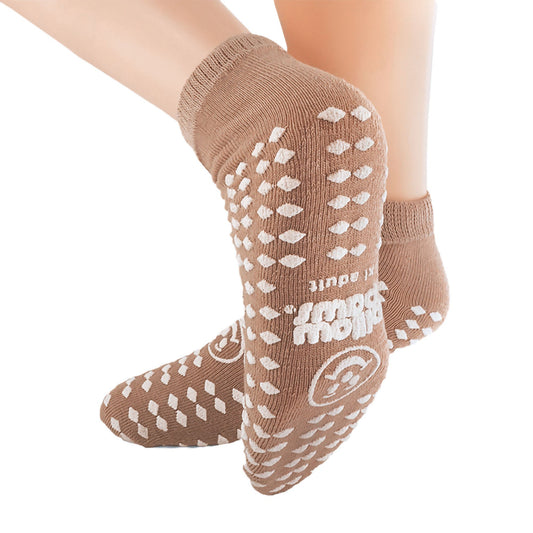 Pillow Paws® Ankle High Double Imprint Terries™ Slipper Socks, Extra Large, Light Brown, 48/CS