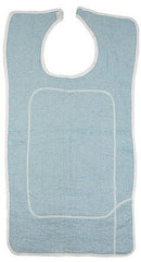 Beck's Classic Adult Bib with Barrier, White and Blue Terry, 18 x 36 Inch, 12/DZ