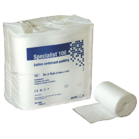 Specialist® 100 White Cotton Undercast Cast Padding, 3 Inch X 4 Yard, 12/Bg