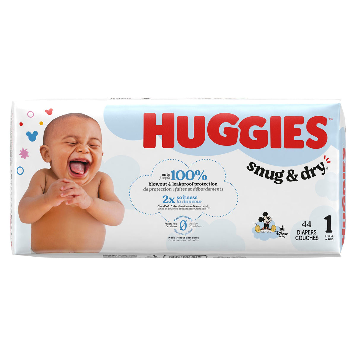 Diaper, Huggies Snug&Dry Jumbopk Sz1 (44/Pk 4Pk/Cs), 44/Pk
