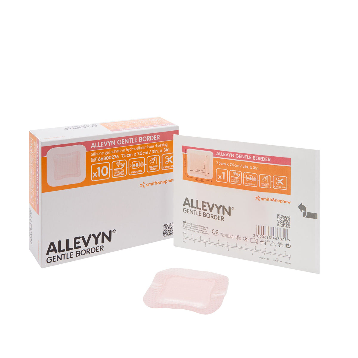 Allevyn Gentle Border Silicone Foam Dressing, 3 X 3 Inch, 40/Cs