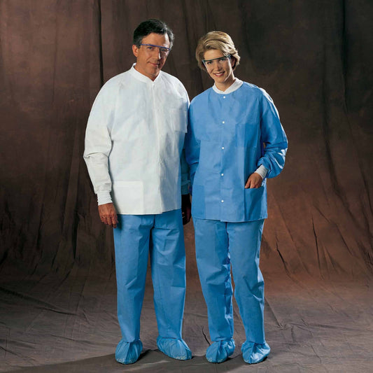 Halyard Universal Precautions Lab Jacket, Hip Length, Medium, White, 25/Cs