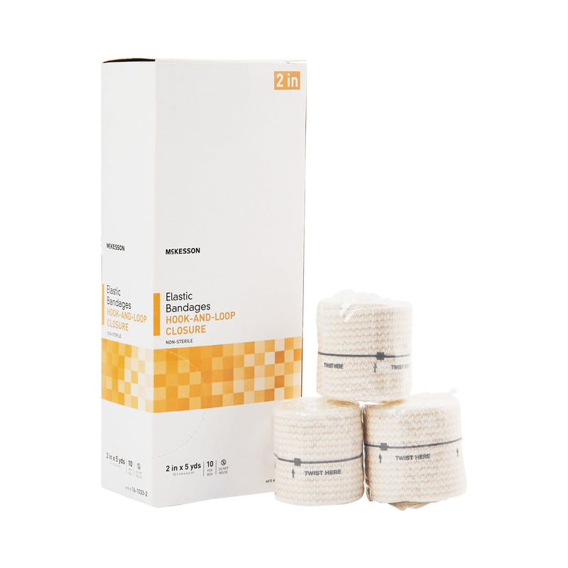 MCKESSON HOOK AND LOOP CLOSURE ELASTIC BANDAGE, 2 INCH X 5 YARD, SOLD AS 10/BOX MCKESSON 16-1033-2