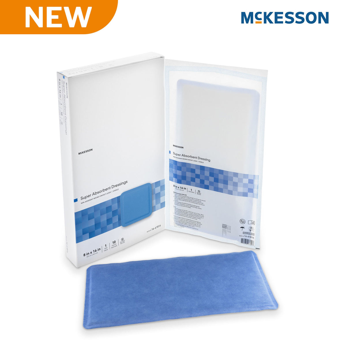 Mckesson Medsurg Wound Dressing W/Sap 8"X16", 10/Bx