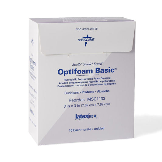 Optifoam® Basic Nonadhesive Without Border Foam Dressing, 3 X 3 Inch, 100/Cs