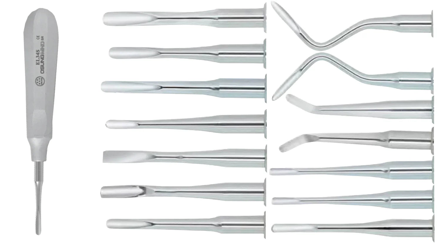 Dental Elevator Kit - Metal Handle - 14 pcs - Osung USA 