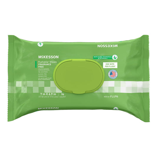 Mckesson Flushable* Wet Wipes - Unscented, 96 Wet Wipes Per Pack, 576/Cs