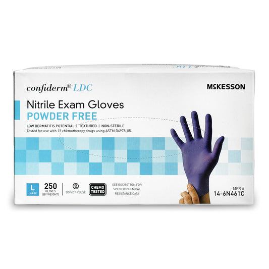 Mckesson Confiderm® 6.8C Nitrile Exam Glove, Large, Blue, 250/Bx