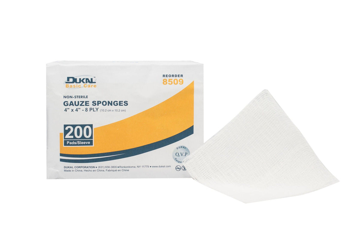 Dukal™ Gauze Sponge, 4 X 4 Inch, 8-Ply, 4000/Cs