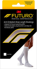 3M Futuro™ Anti-Embolism Stockings, Knee-High, Closed-Toe, Large/Regular, White, 6/CS