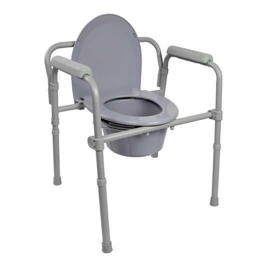 Mckesson Folding Fixed Arm Steel Commode Chair, 1/Ea