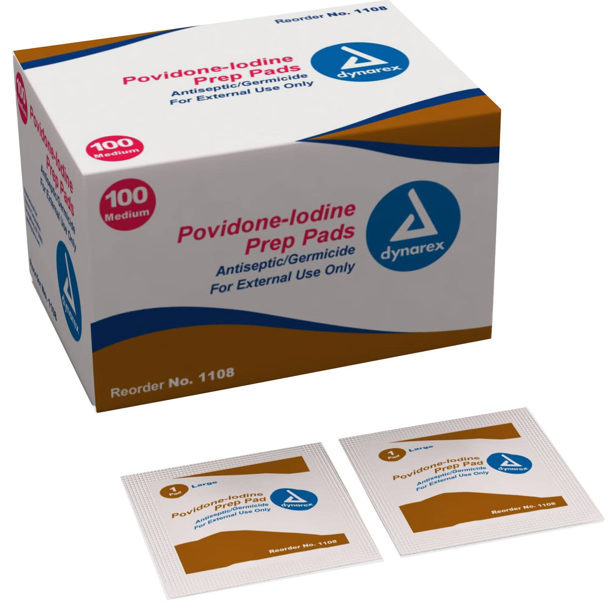 dynarex® Povidone-Iodine Prep Pad, Antiseptic, nonwoven, 1000/CS