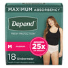 Depend® Fresh Protection™ Women's Maximum Absorbency Underwear, Medium, 36/CS