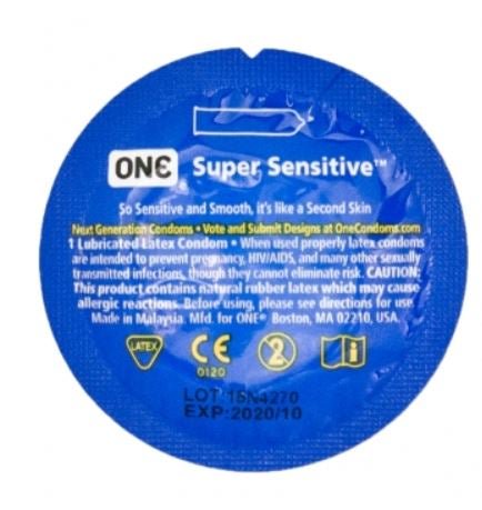 One® Super Sensitive™ Lubricated Rubber Condom, 1000/Cs