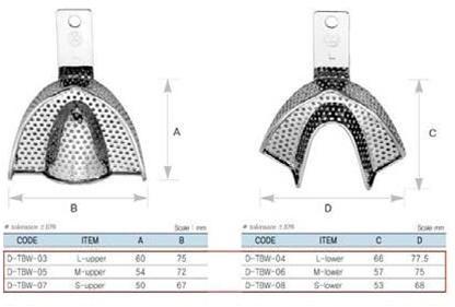 Dental Impression Tray Set, 6 pc, Reg, TBWZ6 - Osung USA