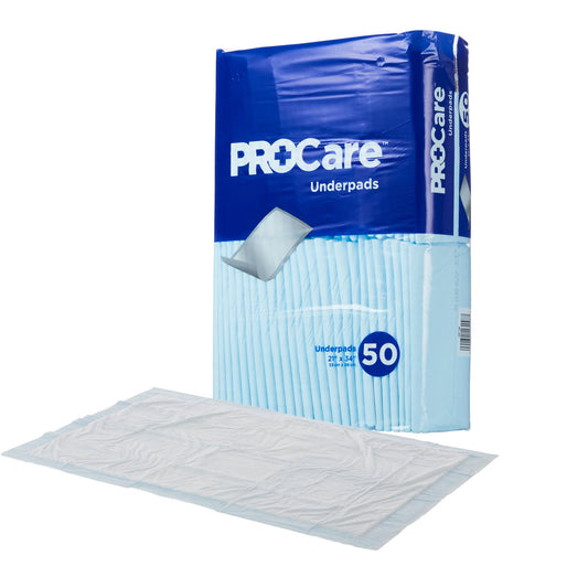 ProCare Incontinence Underpads, Moisture-Proof, Absorbent, Comfortable, Blue, 150/CS