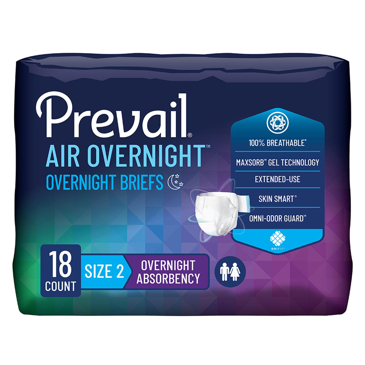 Prevail Air™ Overnight Briefs Overnight Absorbency, Size 2, 18/BG