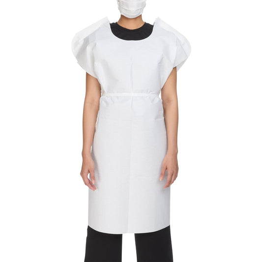 Mckesson Patient Exam Gown, One Size Fits Most, White, 50/Cs