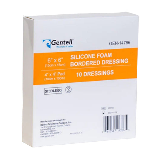 Dressing, Silicone Bordered Foam 6"X6" (10/Bx), 10/Bx