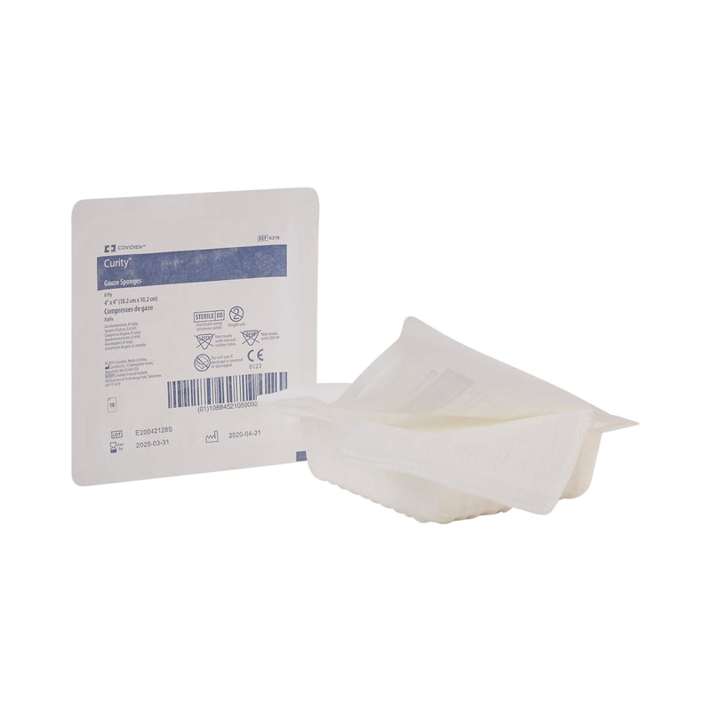 CURITY™ STERILE USP TYPE VII GAUZE SPONGE, 4 X 4 INCH, 8-PLY, SOLD AS 128/CASE CARDINAL 6318-