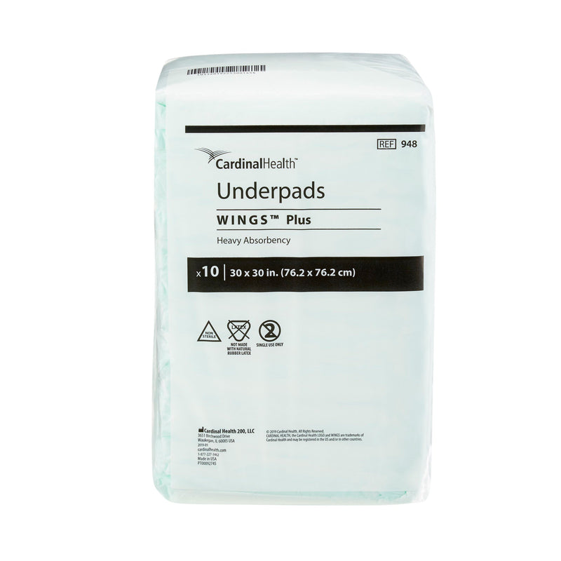 WINGS PLUS UNDERPADS, DISPOSABLE, HEAVY ABSORBENCY, BEIGE, 30 X 30 INCH, SOLD AS 100/CASE CARDINAL 948