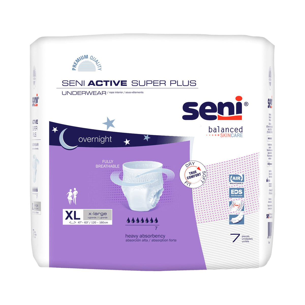 Seni® Active Super Plus Overnight Heavy Absorbent Underwear, Extra Large, 28/Cs